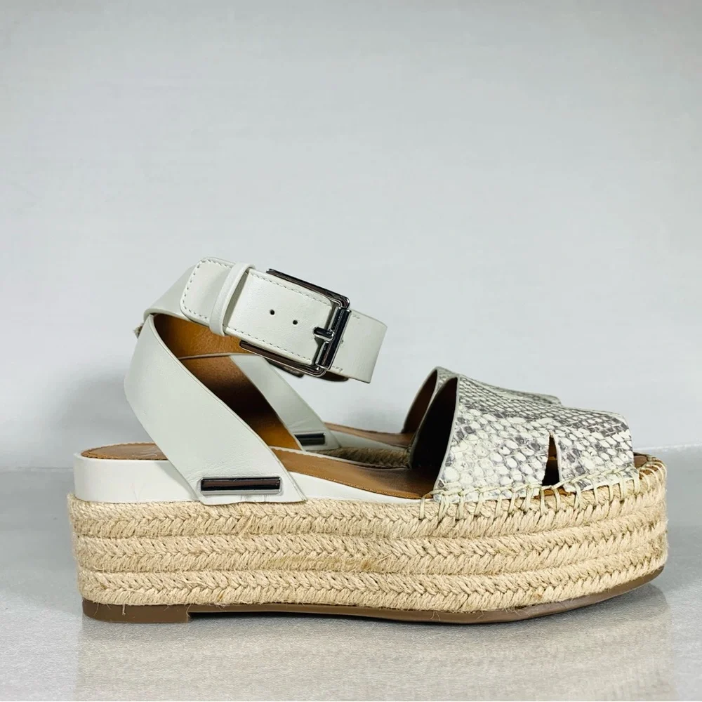 Franco Sarto Women’s Lexie Leather Ankle Strap Platform Woven Sandal Size 6.5M